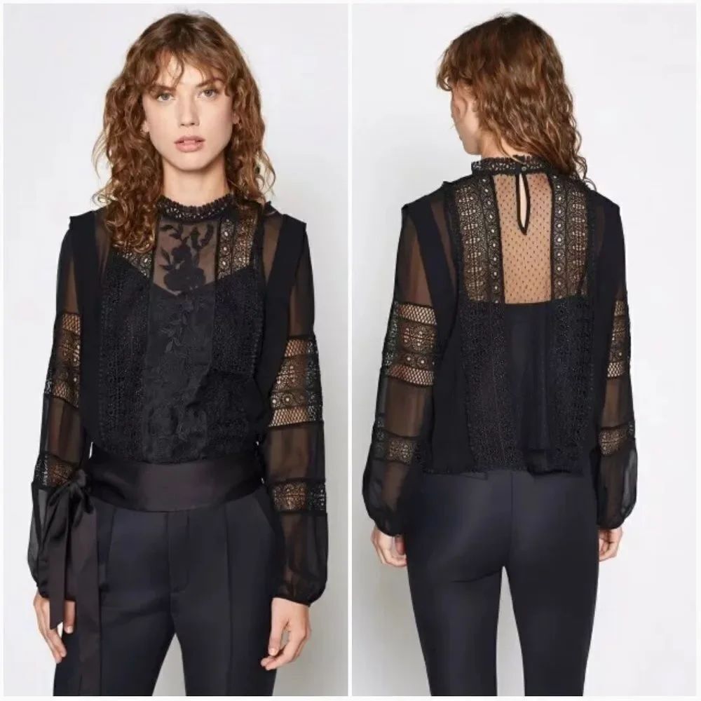 Joie Concesa Lace & Chiffon Blouse